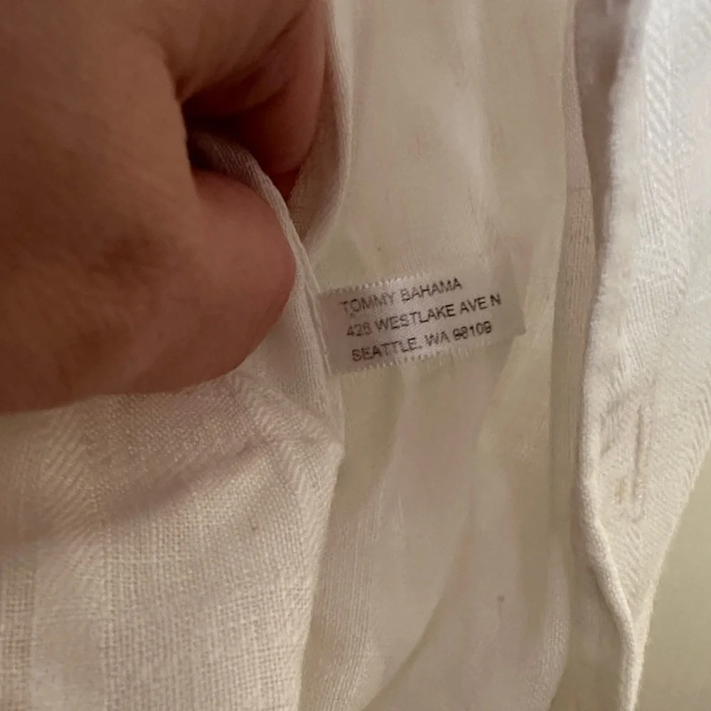 100 % linen Tommy Bahama Cream Textured Shirt - Picture 6 of 11